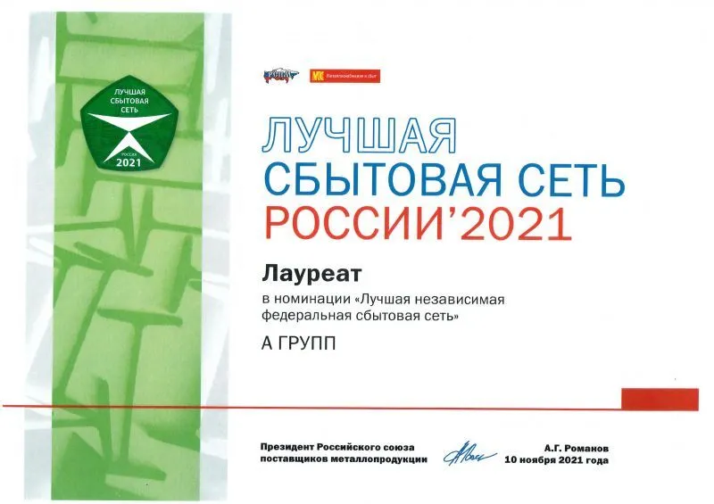 Лучшая независимая федеральная сбытовая сеть, 2021 г.